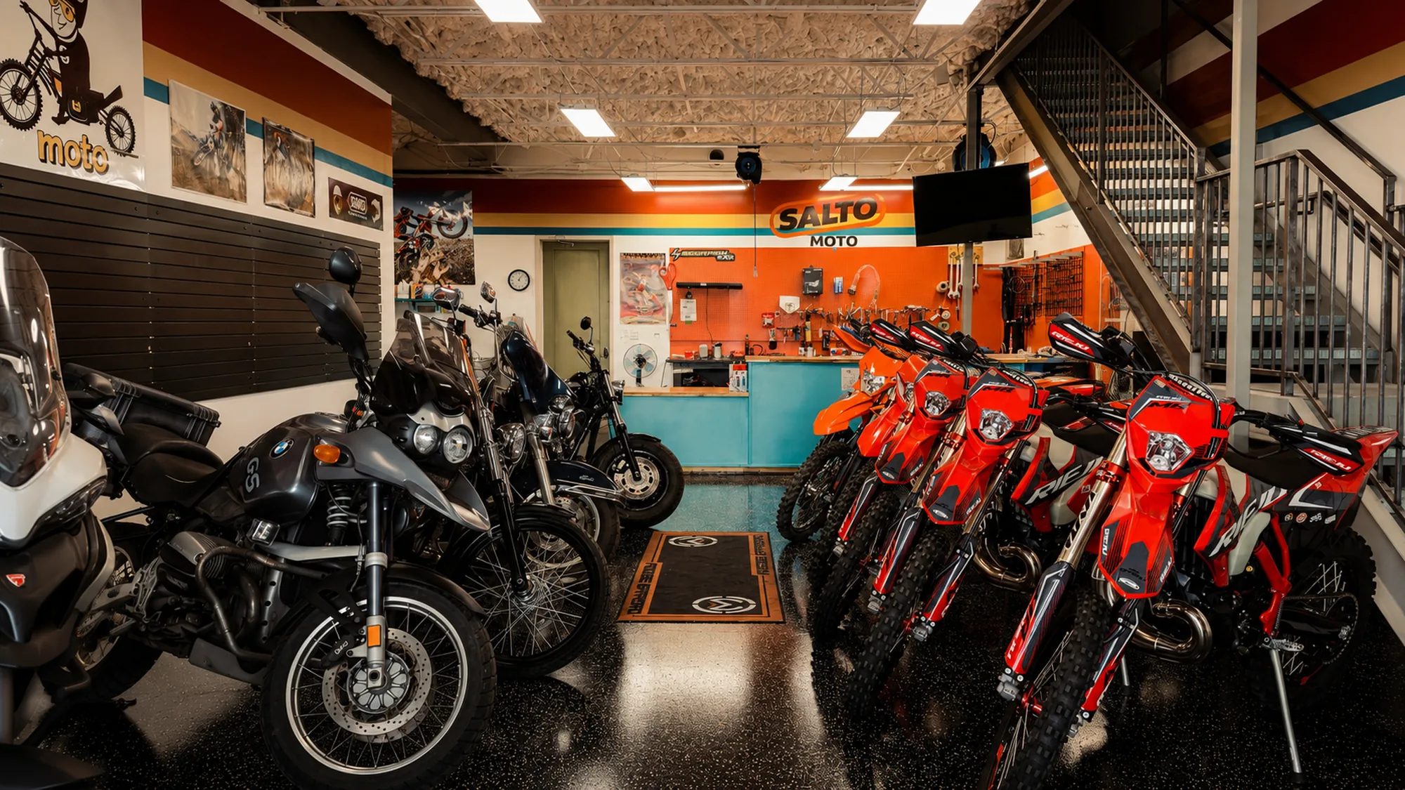 The Salto Moto showroom floor in Centerville